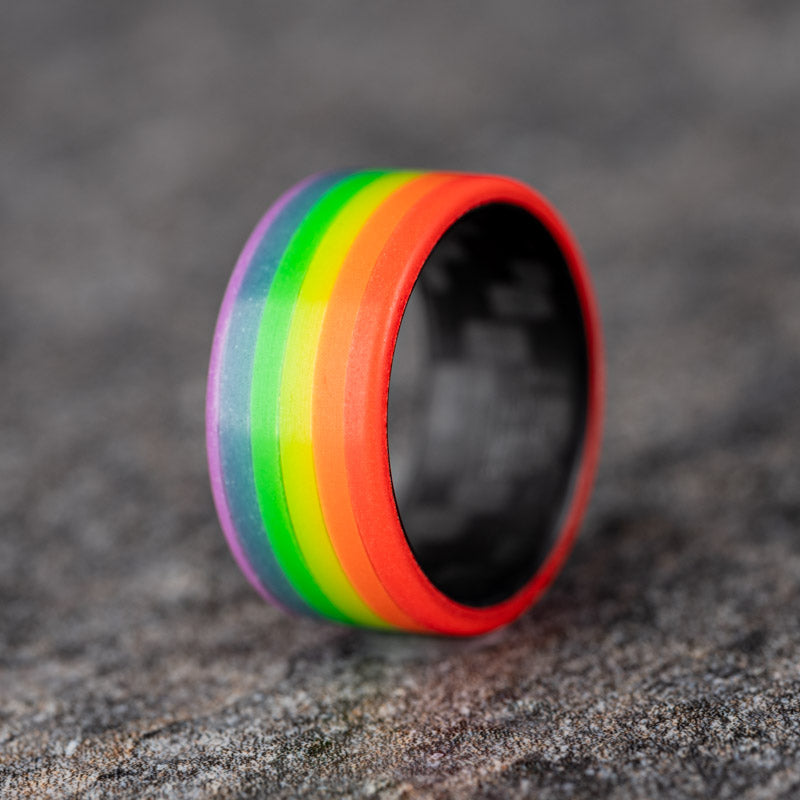 Pride Glow in The Dark Ring with Black Carbon Fiber Rail 9