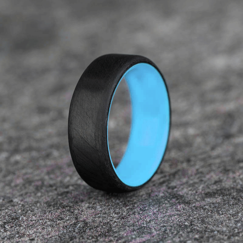 Pure online Carbon Fiber Ring - Round Top Unidirectional Pattern, Matte Finish