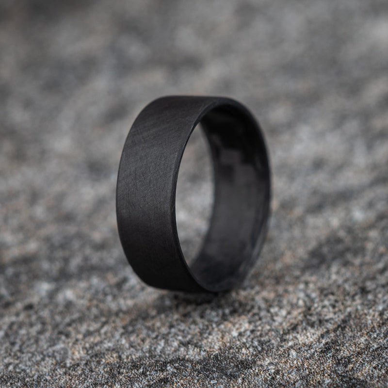 Men's Carbon Fiber Ring  Thin Black Wedding Rings for Men – E6 Rings