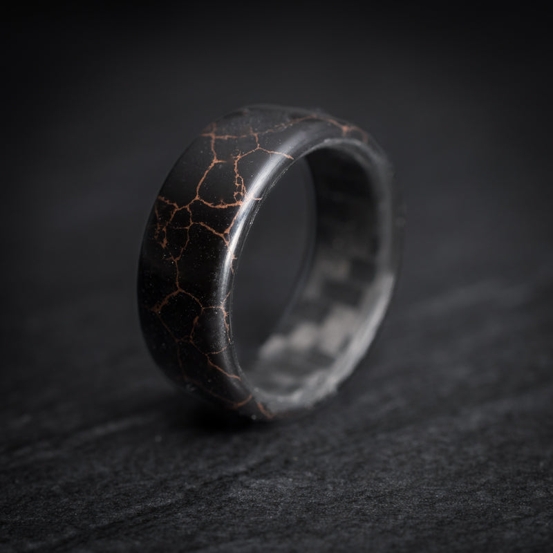 TruStone Black and Rose Gold Ring with Carbon Fiber Core