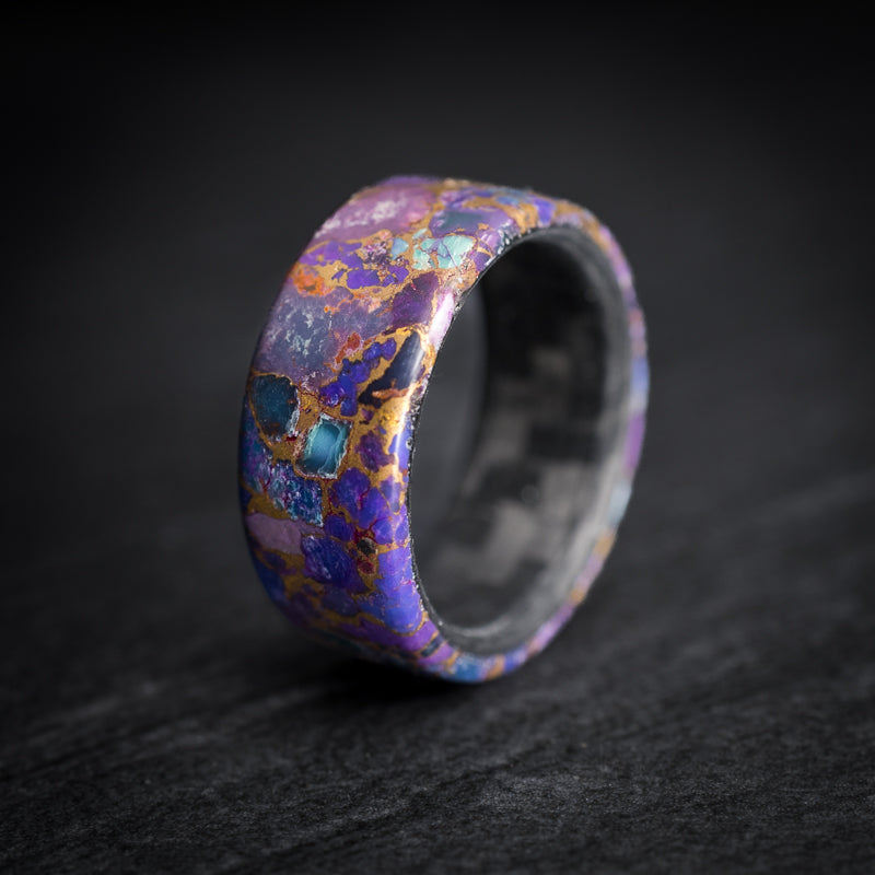 TruStone Purple and Gold Multicolor Ring with Carbon Fiber Core