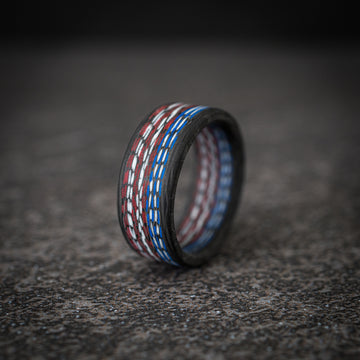 Red, White and Blue USA Resin and Carbon Fiber Ring