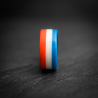 Matte Red, White and Blue Tricolor Americana Glow Ring With Carbon Fiber Core